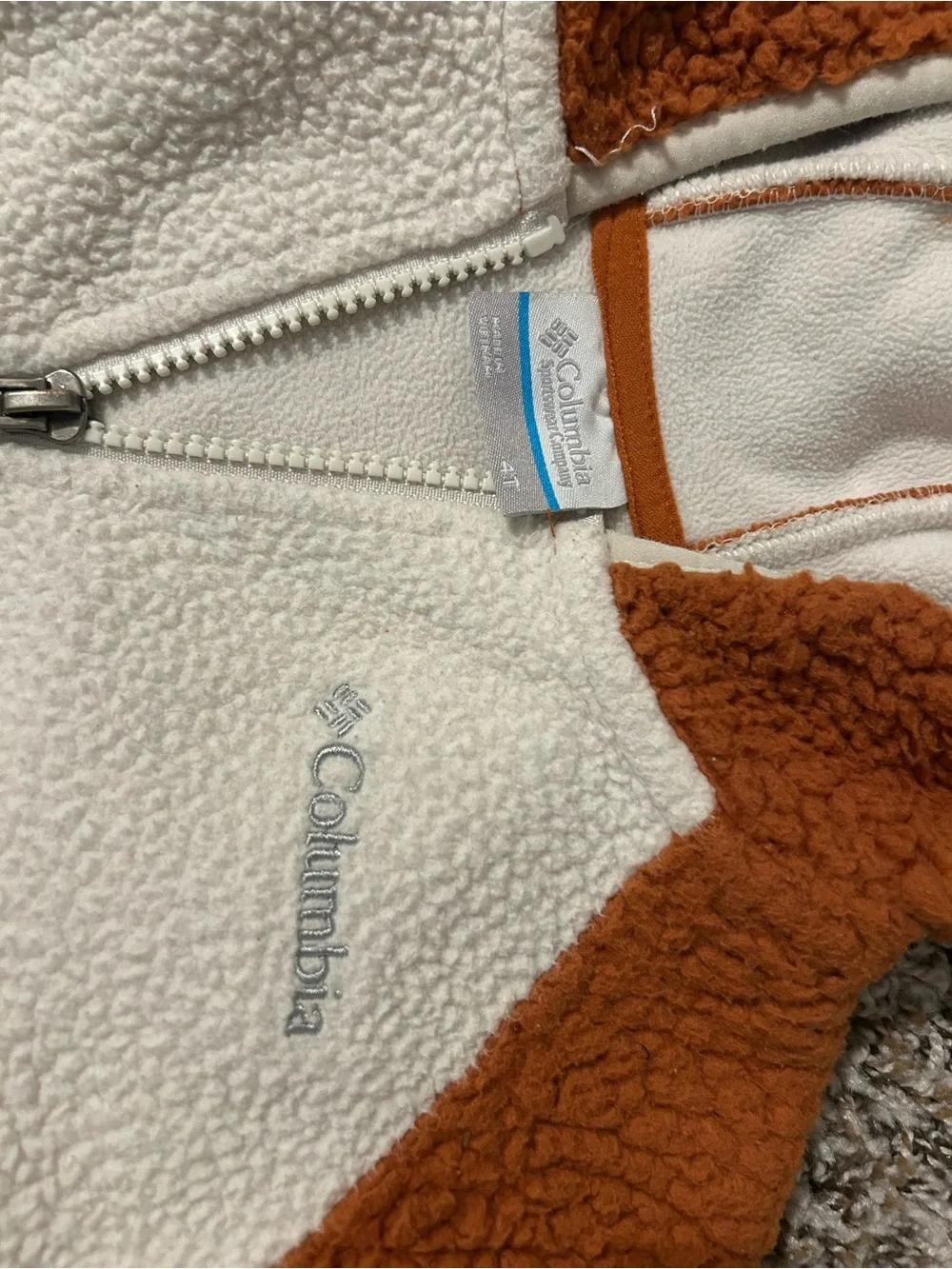 Columbia Kids Sherpa Zip Hoodie in Rust and Cream